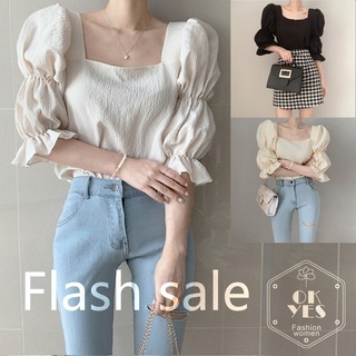 เสื้อชีฟอง คอสี่เหลี่ยม แฟชั่นสตรี