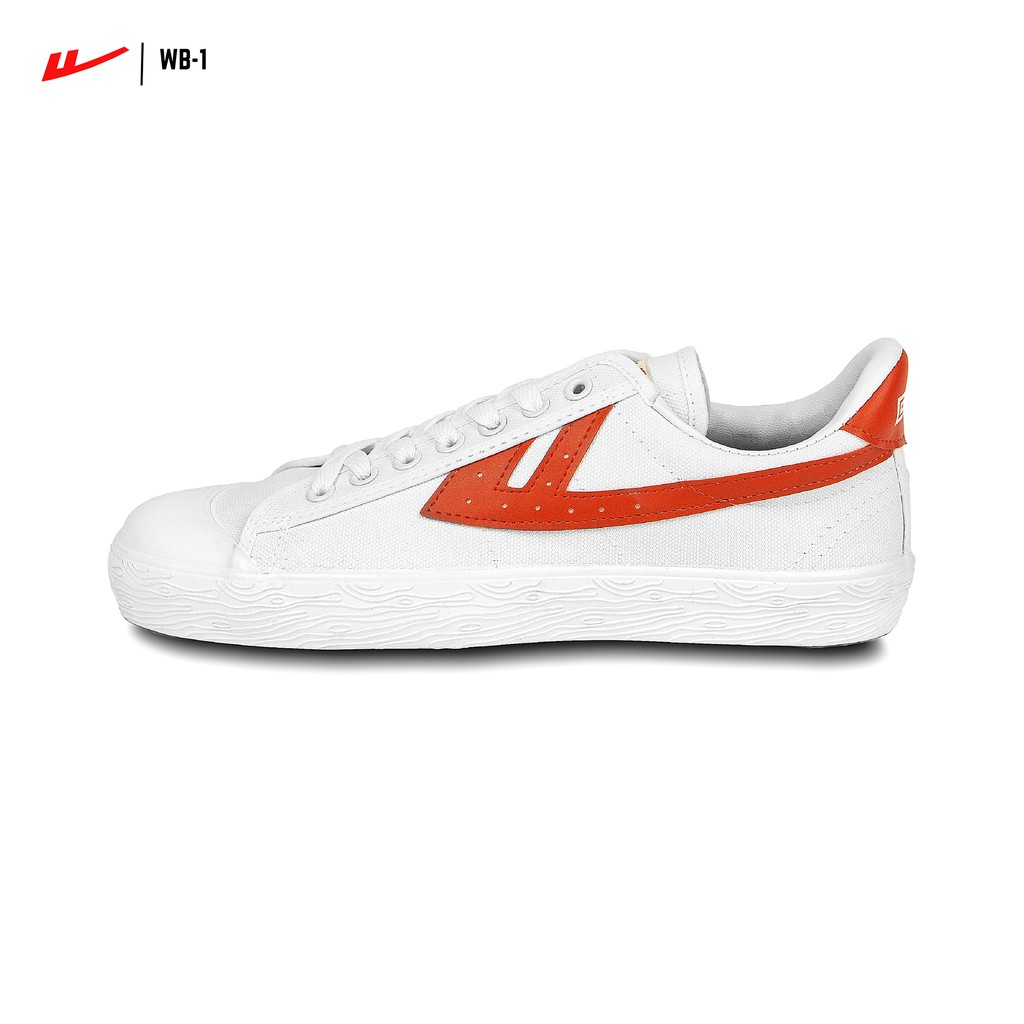 Warrior Shoes Sneaker รองเท้าผ้าใบ รุ่น WB-1 (ก้างปลา, ก้างแดง) รองเท้า Warrior สี White/Red