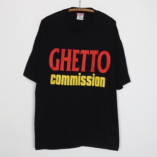 [S-5XL]Bomba Ghetto Commission เสื้อยืดแขนครึ่ง ผ้าฝ้าย สีดํา พิมพ์ลายตัวอักษร ขนาดใหญ่ สไตล์อเมริกัน สําหรับผู้ชาย และผ