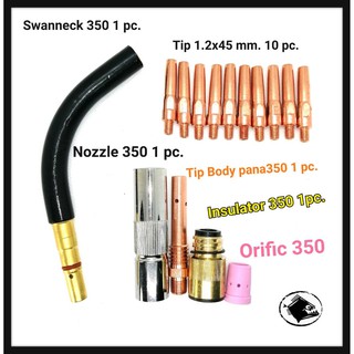 Contact Tip pana 1.2mm. หัวเชือม Co2/MIG/MAG พานาพร้อม Swanneck , Torch Body /Nozzle pana Insulalor, Tip Body , Orific