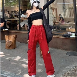 DaDuHey💕 American Workwear Casual Pants Womens Summer Retro Hip Hop High Waist Straight Loose Slimming and Wide Leg Draped Pants