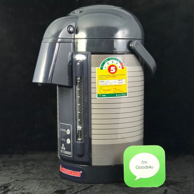 ☕🍵Mitsumaru กระติกน้ำร้อน ขนาด 2.5 ลิตร ประหยัดไฟเบอร์ 5  สีดำ👍🏻👍🏻