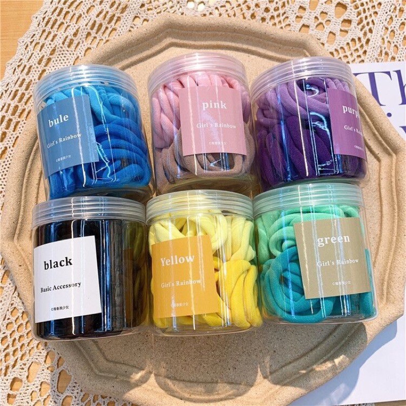 ยางรัดผม เซต 1 กระปุก 50 เส้น [XPJ-03]