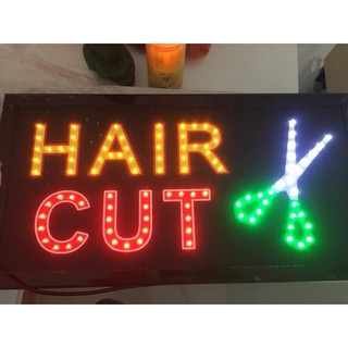 ป้ายไฟ LED ร้านตัดผม HAIR CUT ป้ายหน้าร้าน ร้านเสริมสวย ซาลอน ป้ายไฟหน้าร้าน ป้ายไฟสำเร็จรูป