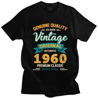 tshirtเสื้อยืดคอกลมฤดูร้อนเสื้อยืดแขนสั้น พิมพ์ลาย Usa Bornest 1960 Pre Shrug Awesome 60Th 60 ปี สําหรับผู้ชายSto4XL