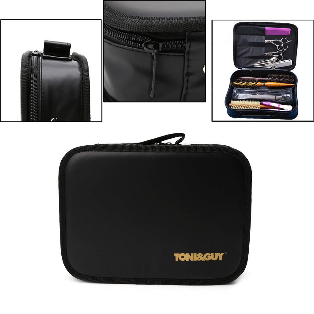 TONI&GUY กระเป๋าใส่เครื่องมืออุปกรณ์ตัดผมและกรรไกรตัดผม หวี รุ่น XL-23 หนังPU แท้ 100% สำหรับช่างตัดผมมืออาชีพ - สีดำ