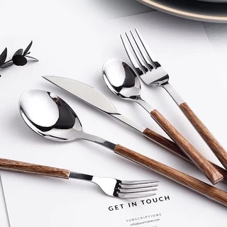 [พร้อมส่ง]🍴ช้อน ส้อม มีด ตะเกียบ ลายไม้ สวยดูดี มินิมอลสุดๆ
