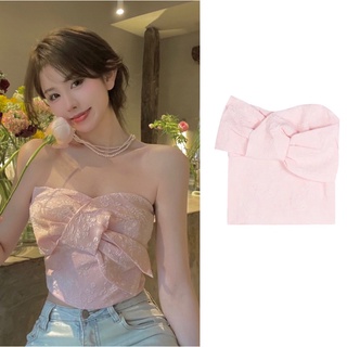 เสื้อเกาะอกผูกโบว์กลีบดอกไม้ STRAWBERRY BOW TOP🌷