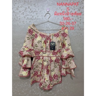 จั๊มสูทขาสั้น สีชมพูโอรส และ ดำ NANNAPAT SIZE S มือหนึ่งป้ายห้อย