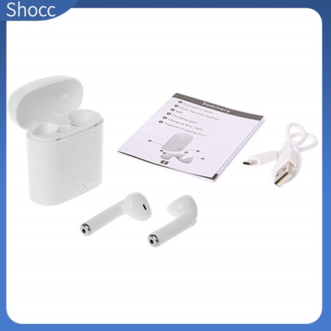 Shocc i7 Tws ชุดหูฟังบลูทูธไร้สาย 5.0 พร้อมไมโครโฟน และกล่องชาร์จ สําหรับเล่นกีฬา