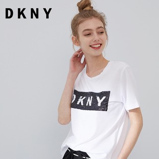 เสื้อยืดครอป Spot Dkny เสื้อยืดลําลองสําหรับสตรีผ้าฝ้ายแขนสั้นคอกลมพิมพ์ลายตัวอักษร