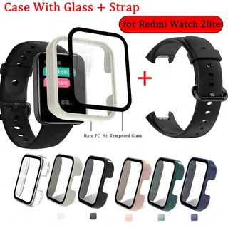 เคสกระจก และสายคล้อง สําหรับ Xiaomi Redmi Watch 2 Lite watch2 สายนาฬิกาข้อมือซิลิโคน สําหรับ Mi Watch 2 Lite ป้องกันหน้าจอ