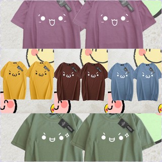 เสื้อยืด ยิ้มหวาน หลายหน้า เสื้อคู่รัก ผ้าโปโล เสื้อแฟชั่นวัยรุ่น  (ขายเป็นคู่)