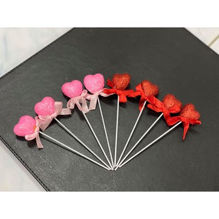 หัวใจสีชมพู, สีแดงกากเพชรก้านสั้น หัวใจตกแต่ง งานDIY