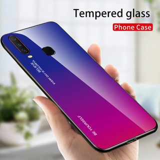 เคสกระจกไล่สี Vivo Y17 Y12 Y15 S1 V11 PRO เคสไล่สีขอบนิ่มเคสแฟชั่นเคสแข็งเคสโทรศัพท์ Gradient Glass Hard Case Cover