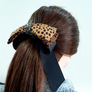 กิ๊บรวบผมลายเสือ leopard bow  โบว์รวบผม