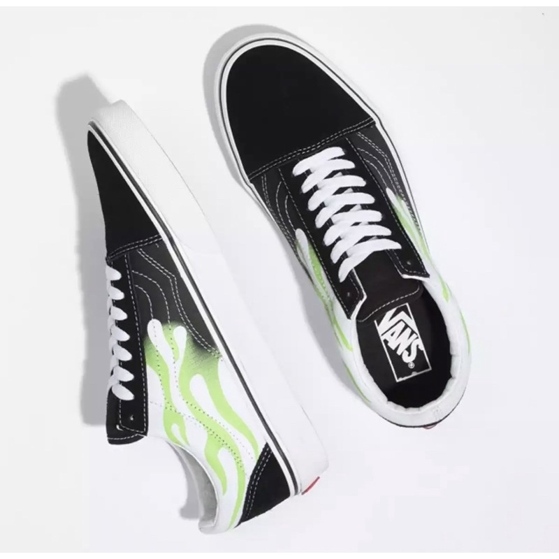 VANS OLD SKOOL FLAME GREEN TRUE WHITE SNEAKERS