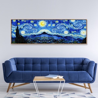 ภาพวาดสีน้ํามันบนผ้าใบ รูป Van Gogh Starry Night สําหรับตกแต่งผนังบ้าน ห้องนั่งเล่น