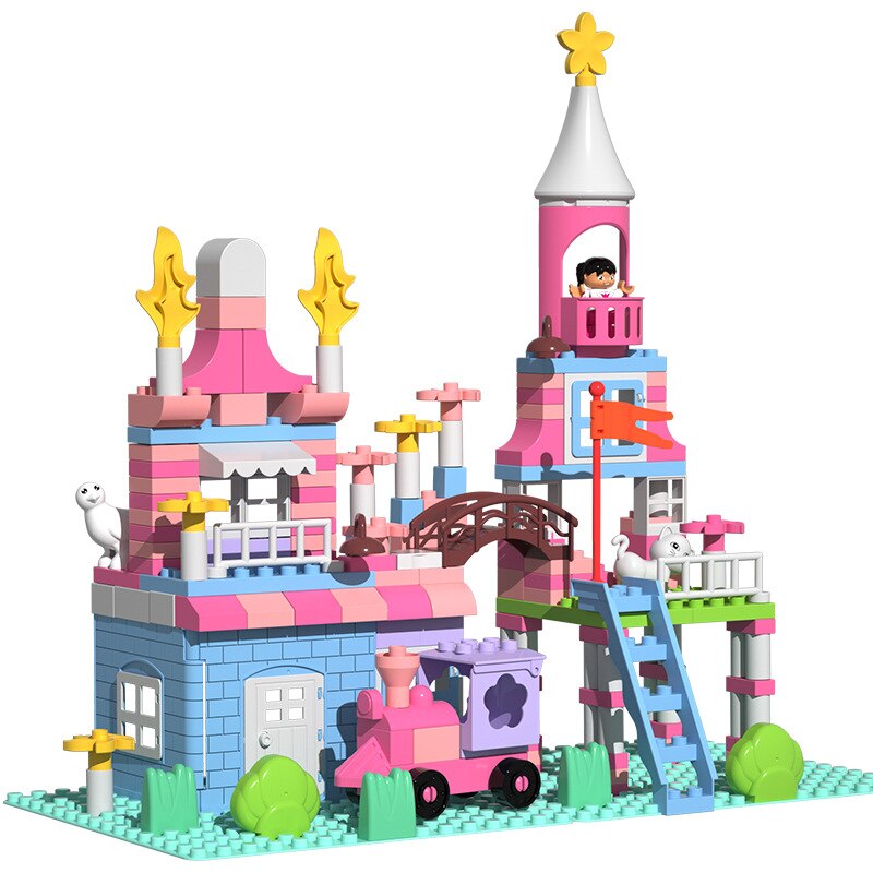 New Pink Princess Castle Blocks Toy Duploed House DIY Building Blocks   6932c5555fd44fdbc14ade23465da526