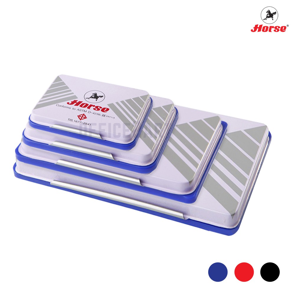 แท่นประทับตรา ตลับหมึกตรายาง ตราม้า สี ดำ / น้ำเงิน / แดง มีให้เลือก 4 ขนาด No.1 No.2 No.3 No.4