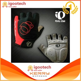 iGo ถุงมือฟิตเนส ถุงมือจักรยานเจลครึ่งนิ้ว ลายPearl iZUMi สีแดง (RED) Size L