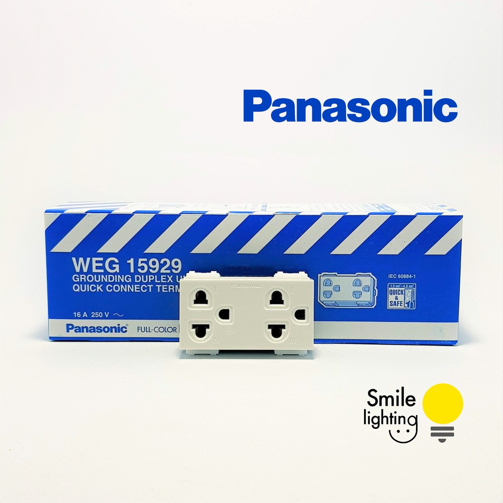 Panasonic ปลั๊กกราวน์ คู่ รุ่น WIDE Series WEG 15929 สีขาว