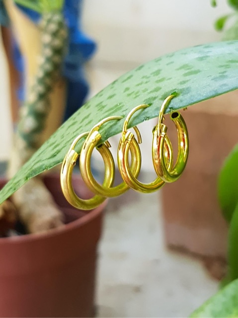 ต่างหูห่วงต่างหูหลอดมีทั้งแบบทองเหลืองแท้และแบบหุ้มทองคำแท้ต่างหูมีขนาด9-13มิลใส่อาบน้ำโดนเหงื่อโดนน้ำหอมได้งานสวย - รูปที่ 3