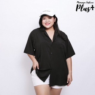 เสื้อเชิ๊ตแขนสั้น Plus Size พิมพ์ลาย