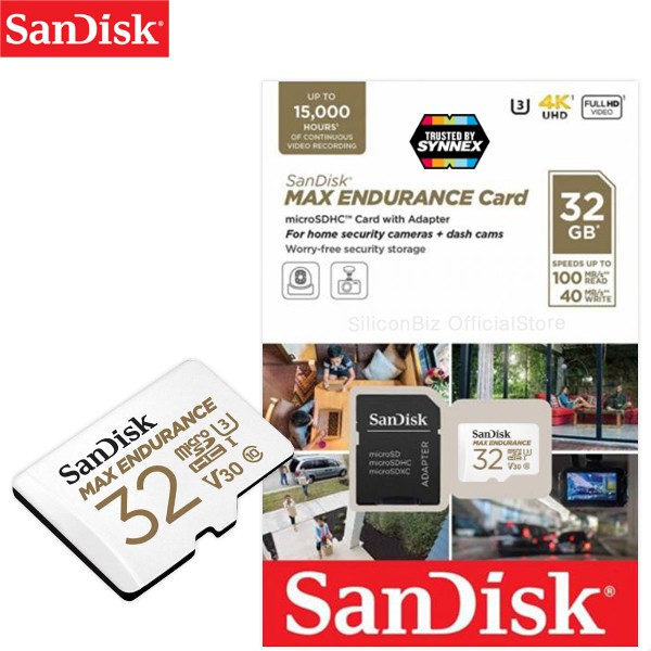 SanDisk MAX ENDURANCE microSD Card 32GB (SDSQQVR-032G-GN6IA) สำหรับ  กล้องวงจรปิด IP Camera Xiaomi กล้องติดรถยนต์ หน้ารถ | Shopee Thailand