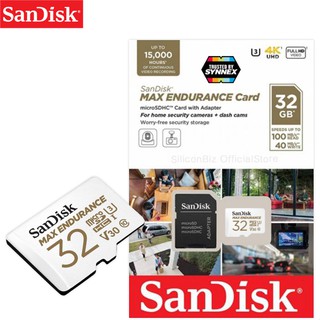 SanDisk MAX ENDURANCE microSD Card 32GB (SDSQQVR-032G-GN6IA) สำหรับ กล้องวงจรปิด IP Camera Xiaomi กล้องติดรถยนต์ หน้ารถ