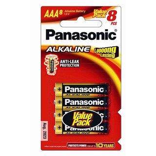 🔥สินค้าขายดี!! ถ่านอัลคาไลน์ พานาโซนิค AAA แพ็ค 8 Panasonic Alkaline battery (AAA / pack 8)