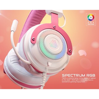 EGA Type H7 Gaming Headset 7.1 สีชมพูหวานหวว Virtual Surround หูฟังเกมส์ มีไฟ RGB แท้ 100% ประกัน 2 ปี💕