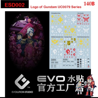 ดีคอลน้ำ [Evo] ESD 002 Logo ใช้สำหรับ Scale MG 1/100 , HG RG 1/144 WATER DECAL FLUORESCENT ดีคอลเรืองแสงในแสงแบลค์ไลค์