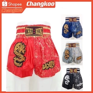 กางเกงมวยไทย ปักลายมังกร เนื้อผ้าดีพรีเมี่ยม ใส่สบาย มาตรฐานส่งออก Thai boxing พร้อมส่งจากไทย