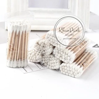 🚀พร้อมส่ง Cotton Buds คอตตอนบัด สำลีปั่นหู ด้ามไม้ อย่างดีไม่รุ่ยง่าย 1แพ็คมี100ชิ้น😊🦋🎉 kp99