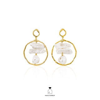 Haus of Jewelry - MOANA KAIA EARRINGS ต่างหูเงินแท้ ประดับมุกน้ำจืด (Freshwater pearl)