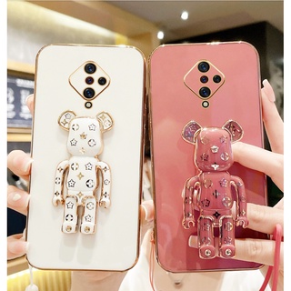 เคสโทรศัพท์มือถือ กันกระแทก ลายหมีน่ารัก พร้อมขาตั้ง สําหรับ vivo S1 Pro