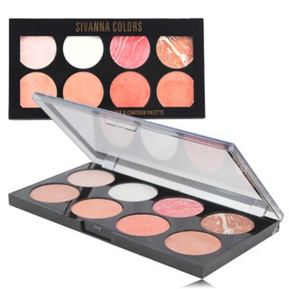 Sivanna บลัชออน ไฮไลท์ คอนทัวร์ ในตลับเดียว ประกายชิมเมอร์ Pro HD Blusher Highlighter Contour Palette (HF367)