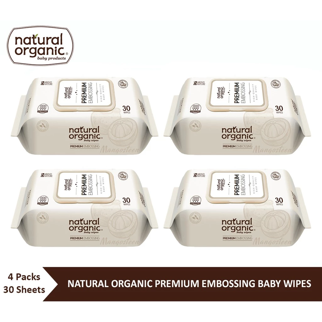 Natural Organic,Premium Embossing Baby Wipe (Portable Cap, 4*30 Sheets)