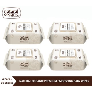 Natural Organic,Premium Embossing Baby Wipe (Portable Cap, 4*30 Sheets) ทิชชูเปียก เนเชอรัลออแกนิค รุ่นพรีเมียมขนาดพกพา