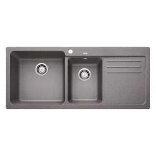 Embedded sink SINK BUILT 2BOWL1DRAIN BLANCO NAYA 8 495.39.143 ALU METALLIC Sink device Kitchen equipment อ่างล้างจานฝัง