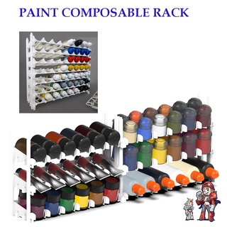 ชั้นวางขวดสีพลาสติก - ต่อเพิ่มชั้นได้ Water-based paint combined paint rack