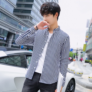 ♙☍2020 เสื้อเชิ้ตแขนยาวผู้ชายลายทาง SLIM FIT สไตล์เกาหลีเสื้อแนวอินเทรนด์หล่อลำลองนิ้วเสื้อเชิ้ต