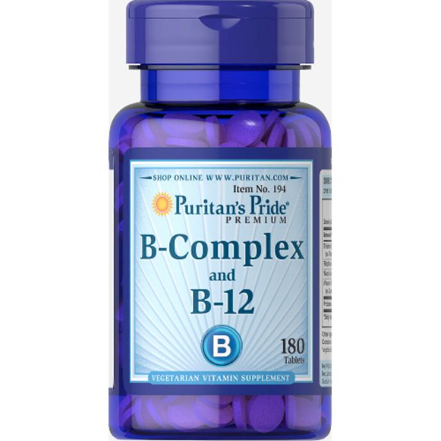 Puritan's Pride B-complex and B12 90-180เม็ด บำรุงสมอง บำรุงร่างกาย ระบบประสาท ไมเกรน
