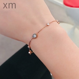 Xm สร้อยข้อมือ ตัวเลขโรมัน ประดับเพชร สีโรสโกลด์ เรียบง่าย เข้ากับทุกการแต่งกาย สไตล์ยุโรป อเมริกัน ของขวัญวันวาเลนไทน์ สําหรับผู้หญิง