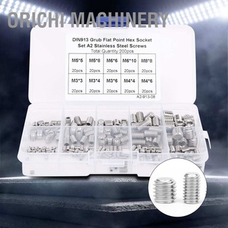 Orichi Machinery สกรูซ็อกเก็ตสแตนเลส 200 ชิ้นสําหรับเครื่องดนตรี M3/M4/M5/M6/M8