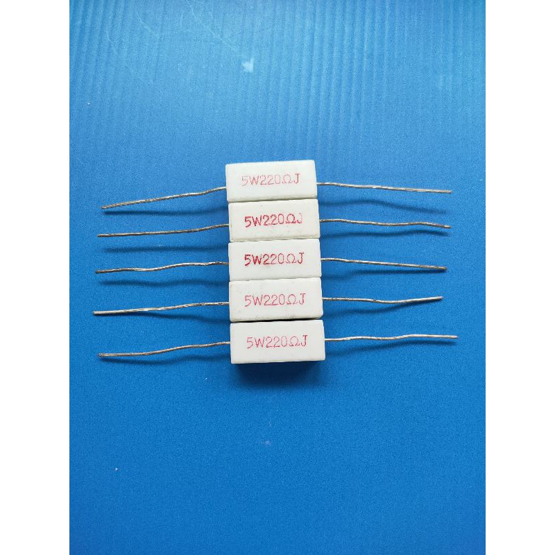 R กระเบื้อง ตัวต้านทาน 5W  220 Ohm (แพ็ค 5 ตัว)