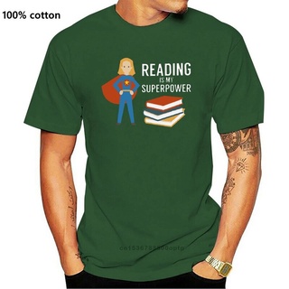 เสื้อยืด ผ้าฝ้าย พิมพ์ลาย Reading Is My Superpower DLmffl81NGnbah79