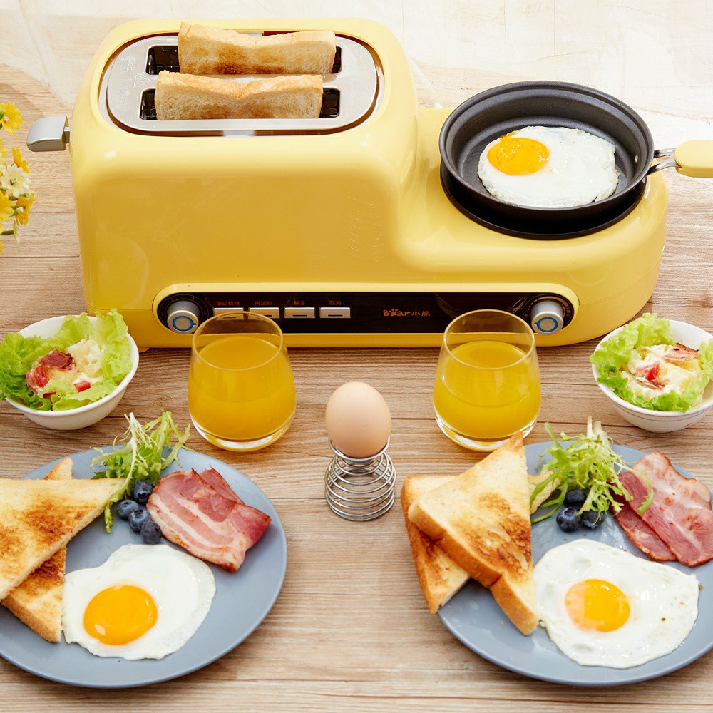 เครื่องทำอาหารเช้าอเนกประสงค์ หม้อนึ่งไข่ เตาอบปิ้งขนมปัง Bear DSL-A02Z1 Multi-functional Breakfast 