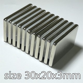 1ชิ้น แม่เหล็ก นีโอไดเมียม 30x20x3มิล Magnet Neodymium 30*20*3มิล แม่เหล็ก สี่เหลี่ยม 30x20x3mm แม่เหล็กแรงสูง 30*20*3mm